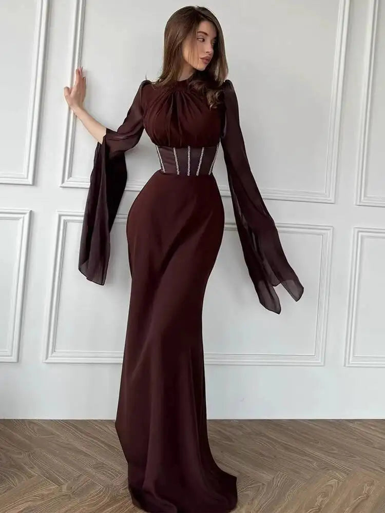 Autumn Elegant and Stylish Flowing Dress, Long-Sleeved Long Dresses