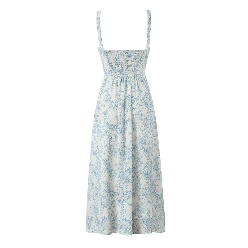 Boho Floral Print Sling Midi Long Dresses