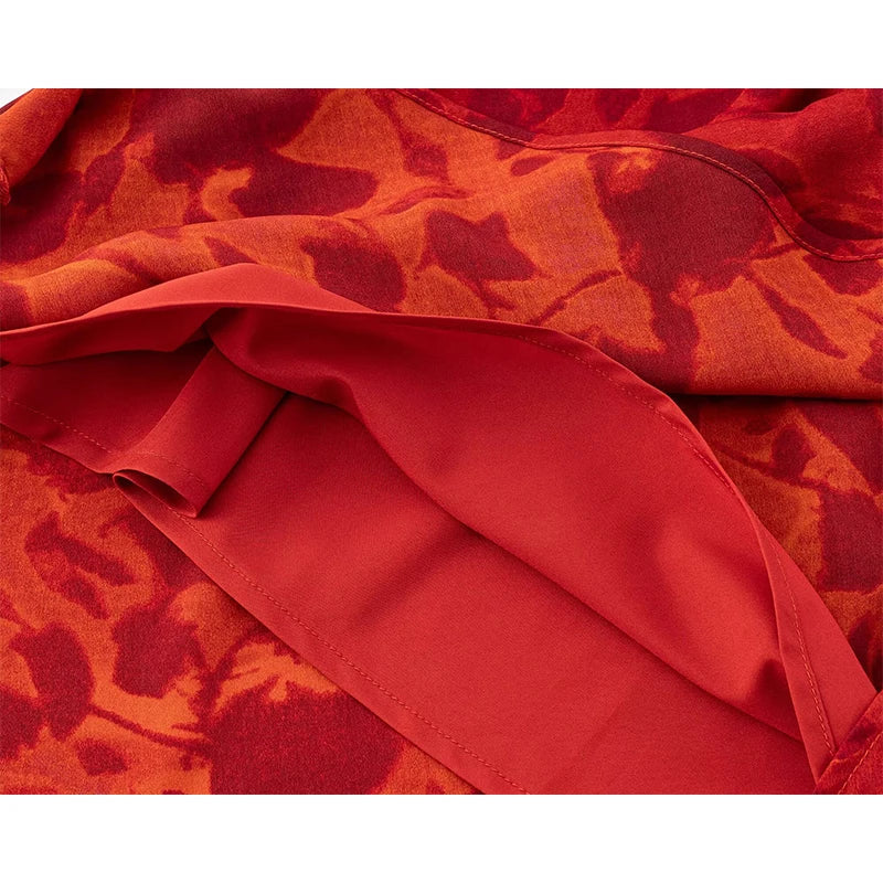 Vintage Red Floral Print Dresses
