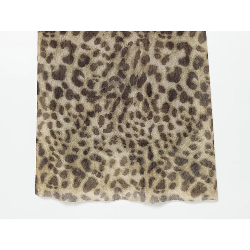 Leopard Print Mesh Sling Sexy Dresses