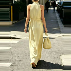 V-neck Drawstring Loose Maxi Dresses