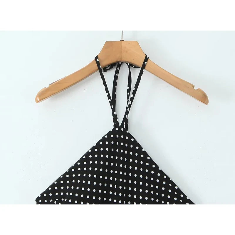 Sexy Backless Halter Polka Dot Dresses For Summer Holiday Pencil Dresses