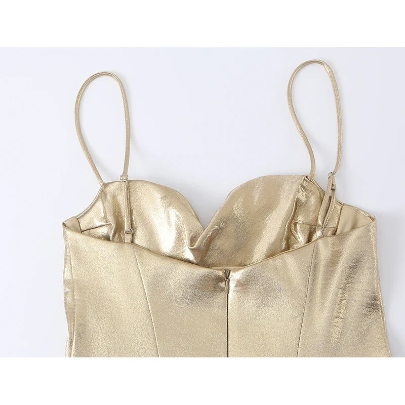 Sexy Metallic Effect Corset Mini Dresses