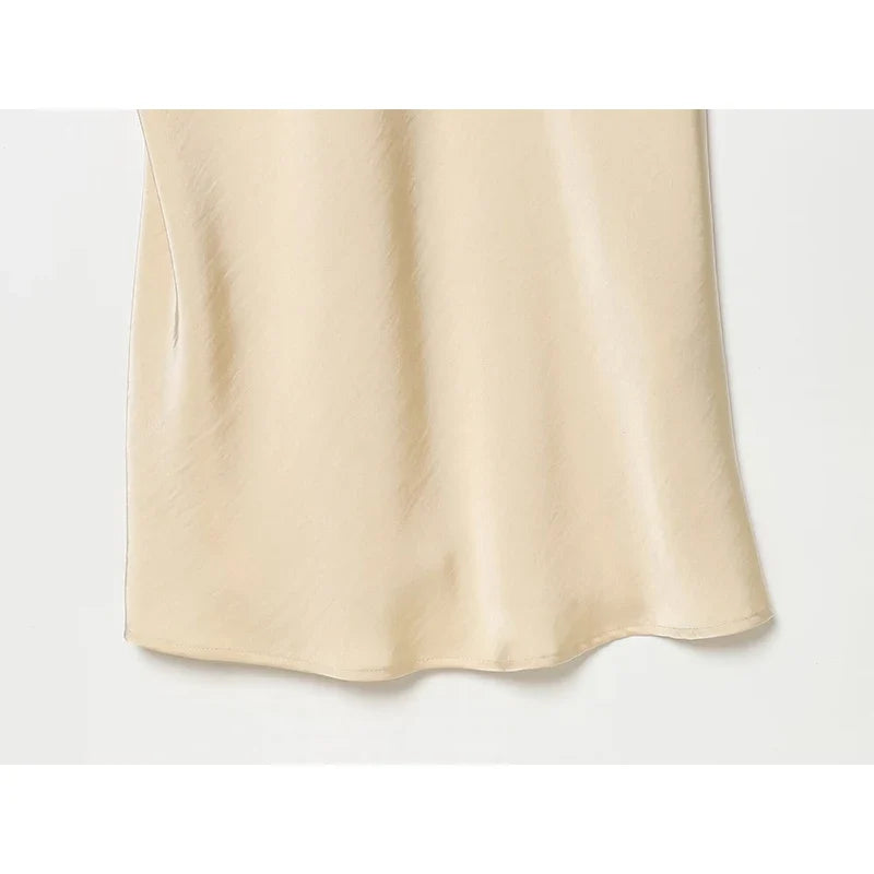 Beige Satin Long Sling Dresses
