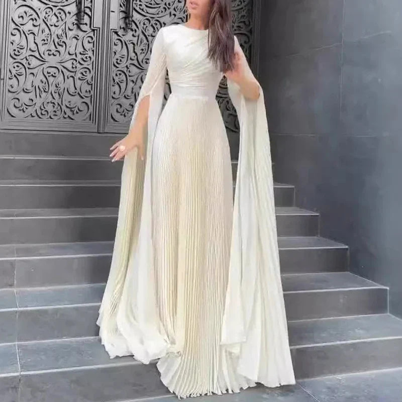 Elegant Solid Color Pleated Robe Dresses