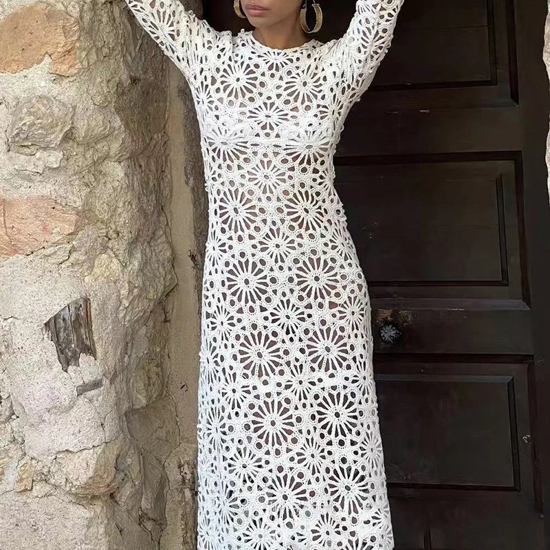 Backless Flower Beach Cover Up Dresses