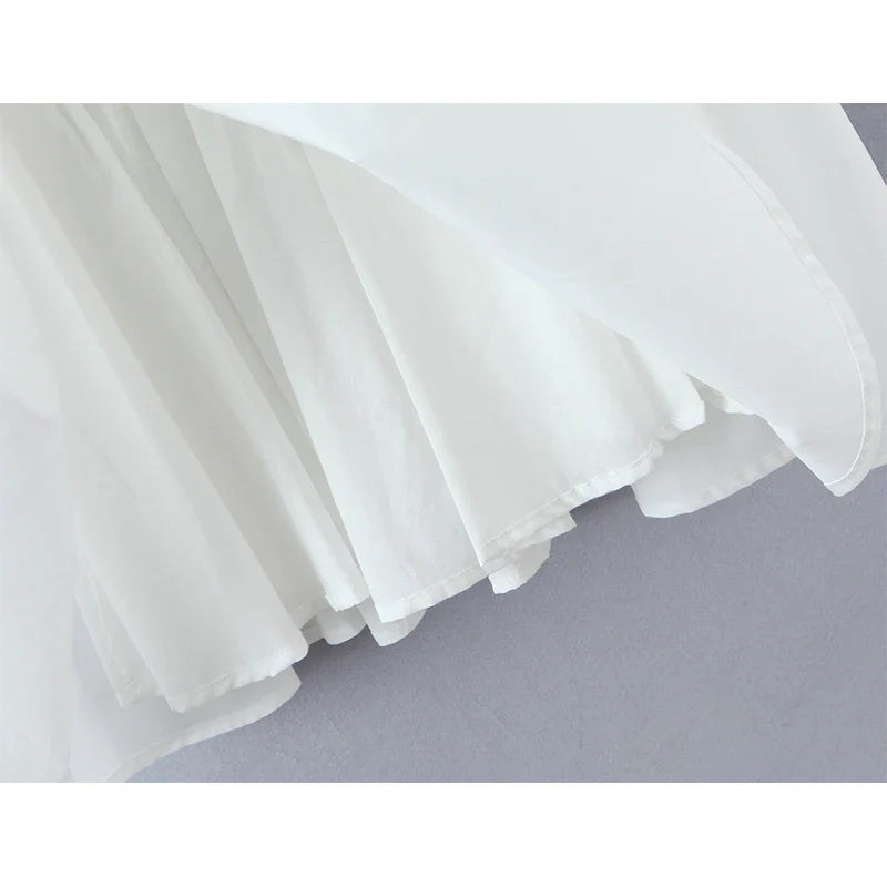 French Retro Square Neck Pleated Hem A-line Mini Dresses