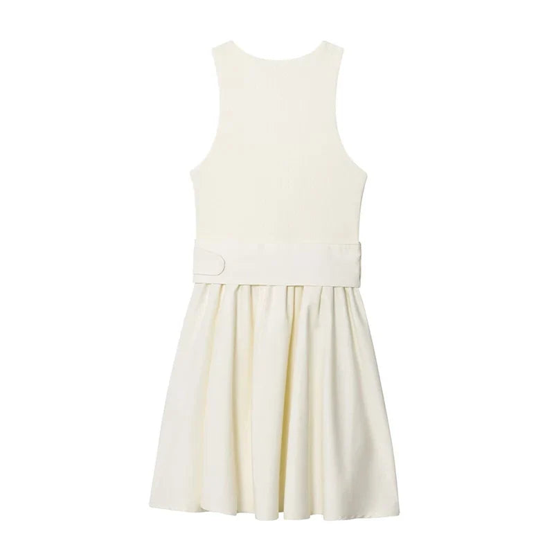 Round Neck Sleeveless With Belt Dresses