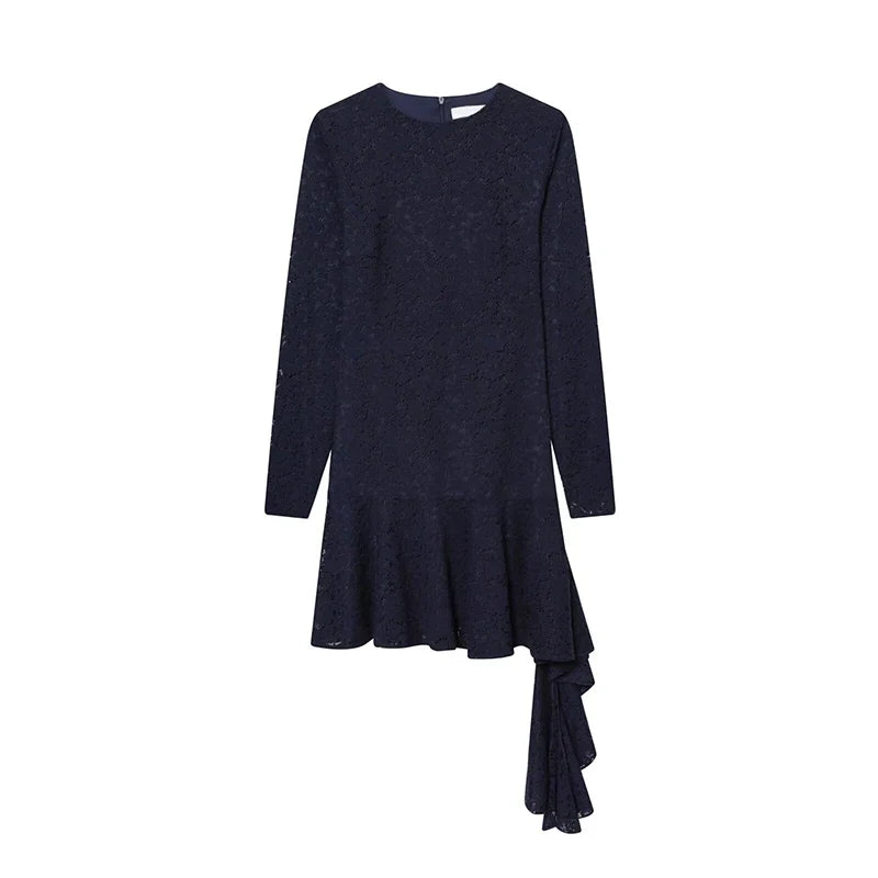 Navy Blue Lace Mini Dresses