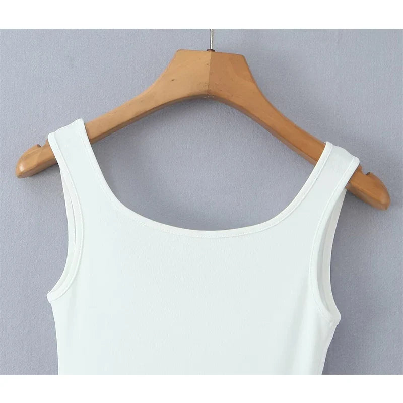 Layered Ruffle Hem White Tank Dresses
