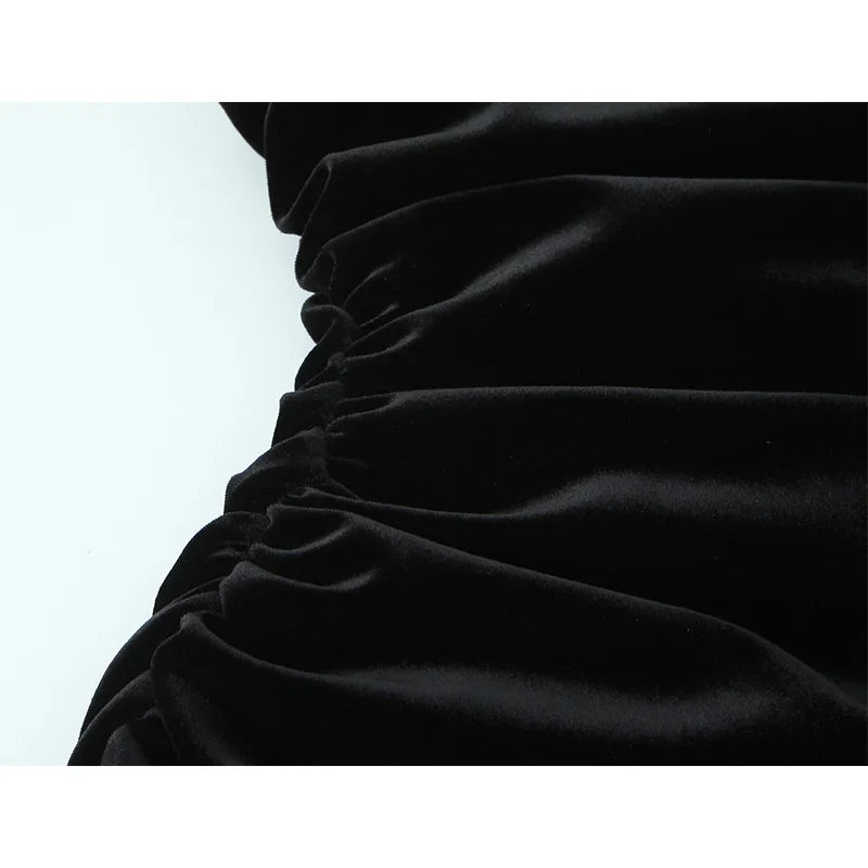 Elegant Black Short Velvet scarf Dresses