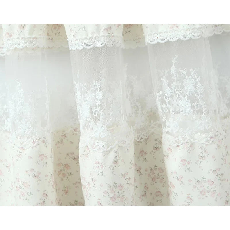 Lace Patchwork Floral Print Sling Midi Long Dresses