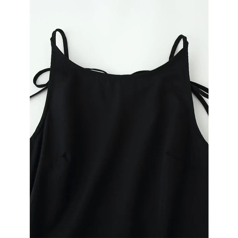 Summer Sleeveless Backless Wide Swing Midi Dresses