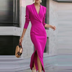 Autumn V Neck Split Party Dresses