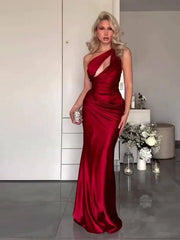 Summer Slant Collar Sleeveless Backless Dresses
