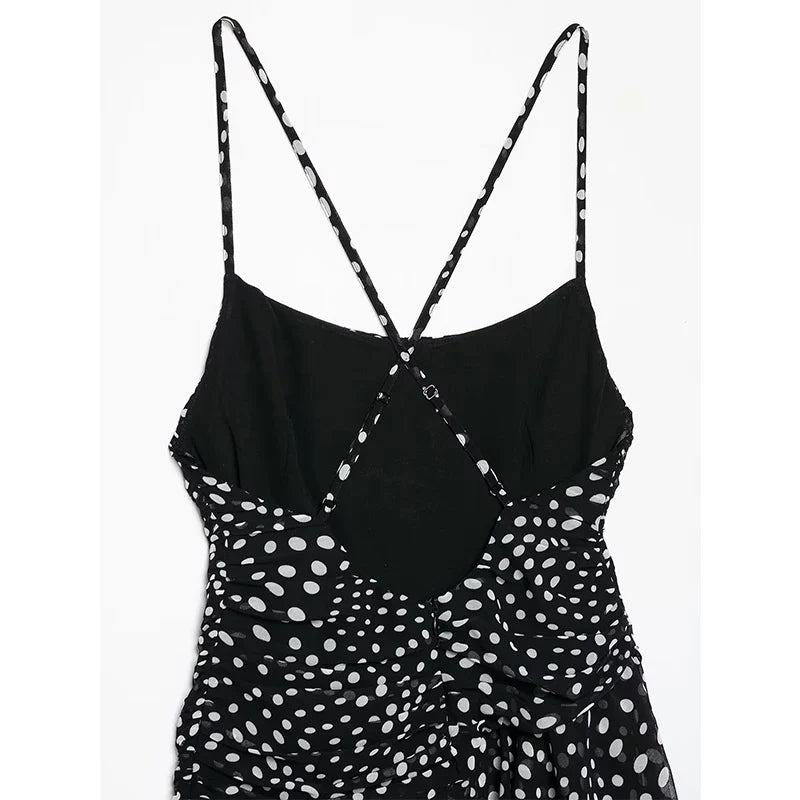 Sling Draped Polka Dot Dresses