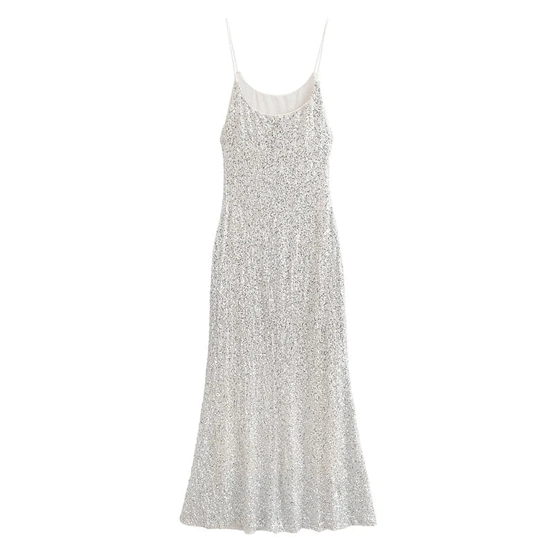 Spaghetti Straps Sequin Long Dresses