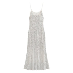 Spaghetti Straps Sequin Long Dresses