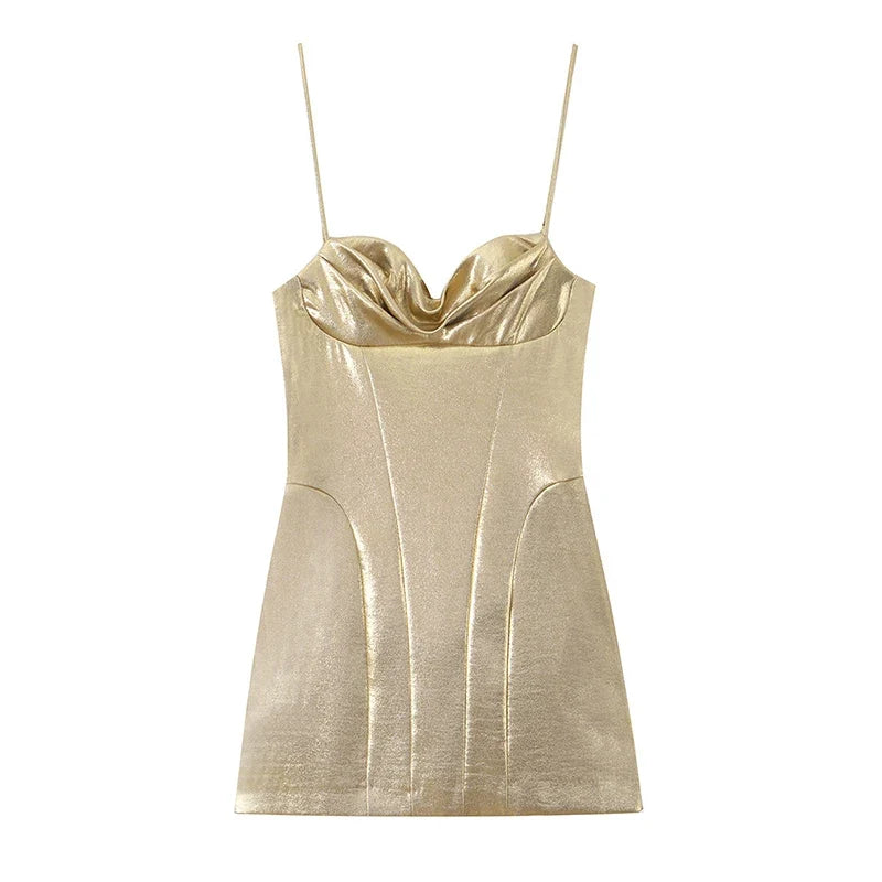 Sexy Metallic Effect Corset Mini Dresses