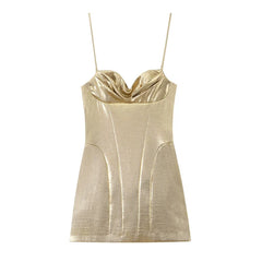 Sexy Metallic Effect Corset Mini Dresses