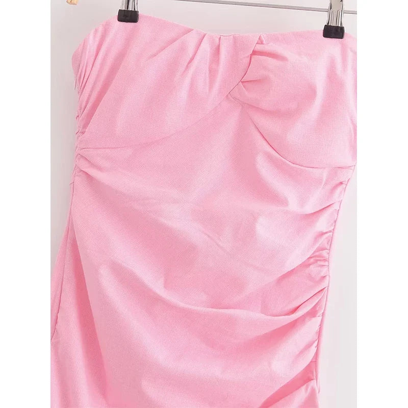 Sexy Ruched Strapless Midi Dresses