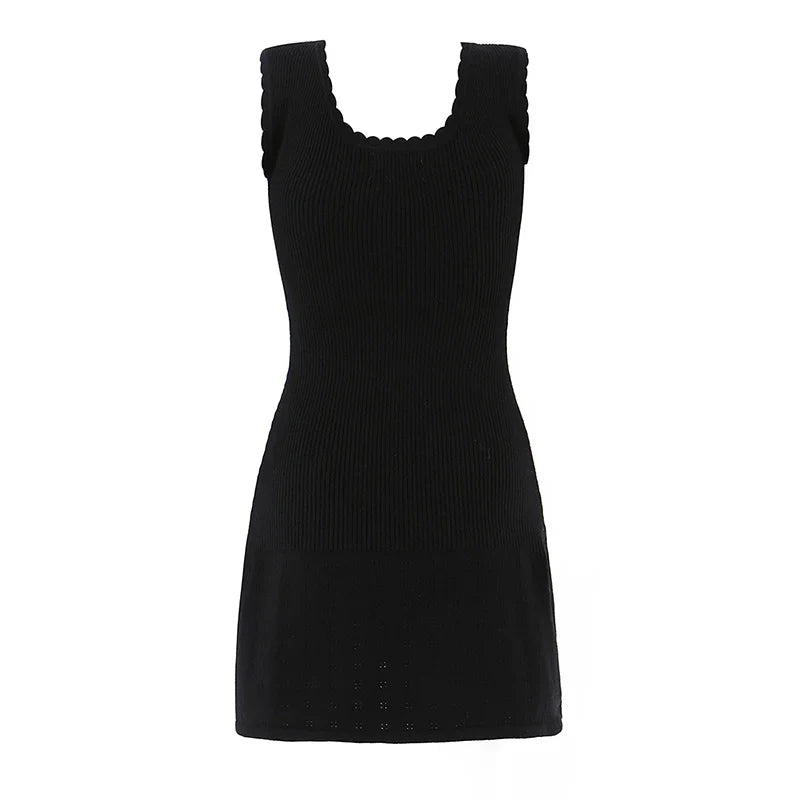 French Summer High Elasticity Knitted Dresses