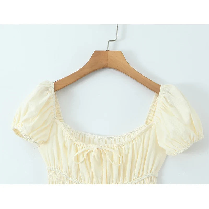 Square Neck Short Sleeve Elegant Summer Dresses