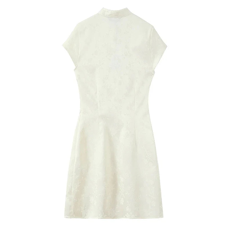 Chinese Style Jacquard Cheongsam Mini Dresses