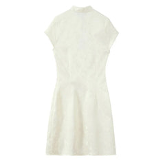 Chinese Style Jacquard Cheongsam Mini Dresses