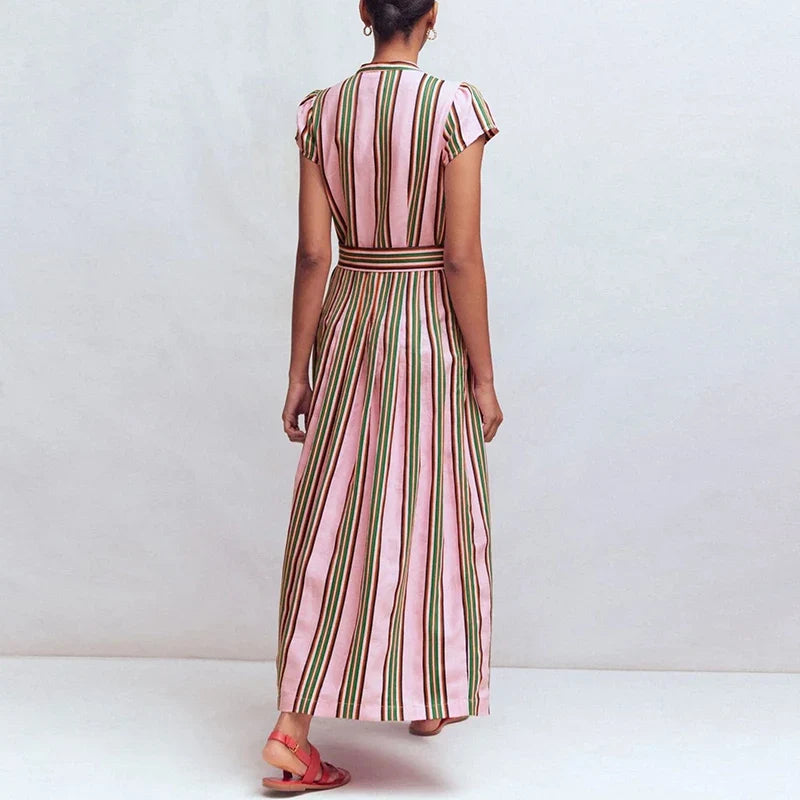 Striped Printed Split Long Dresses