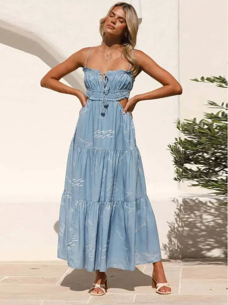Sweet V-neck Sleeveless Pleated Patchwork Dresses