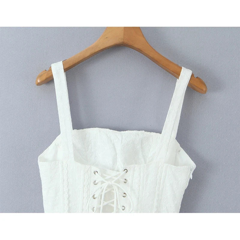 Sweet Girl White Sling Mini Dresses