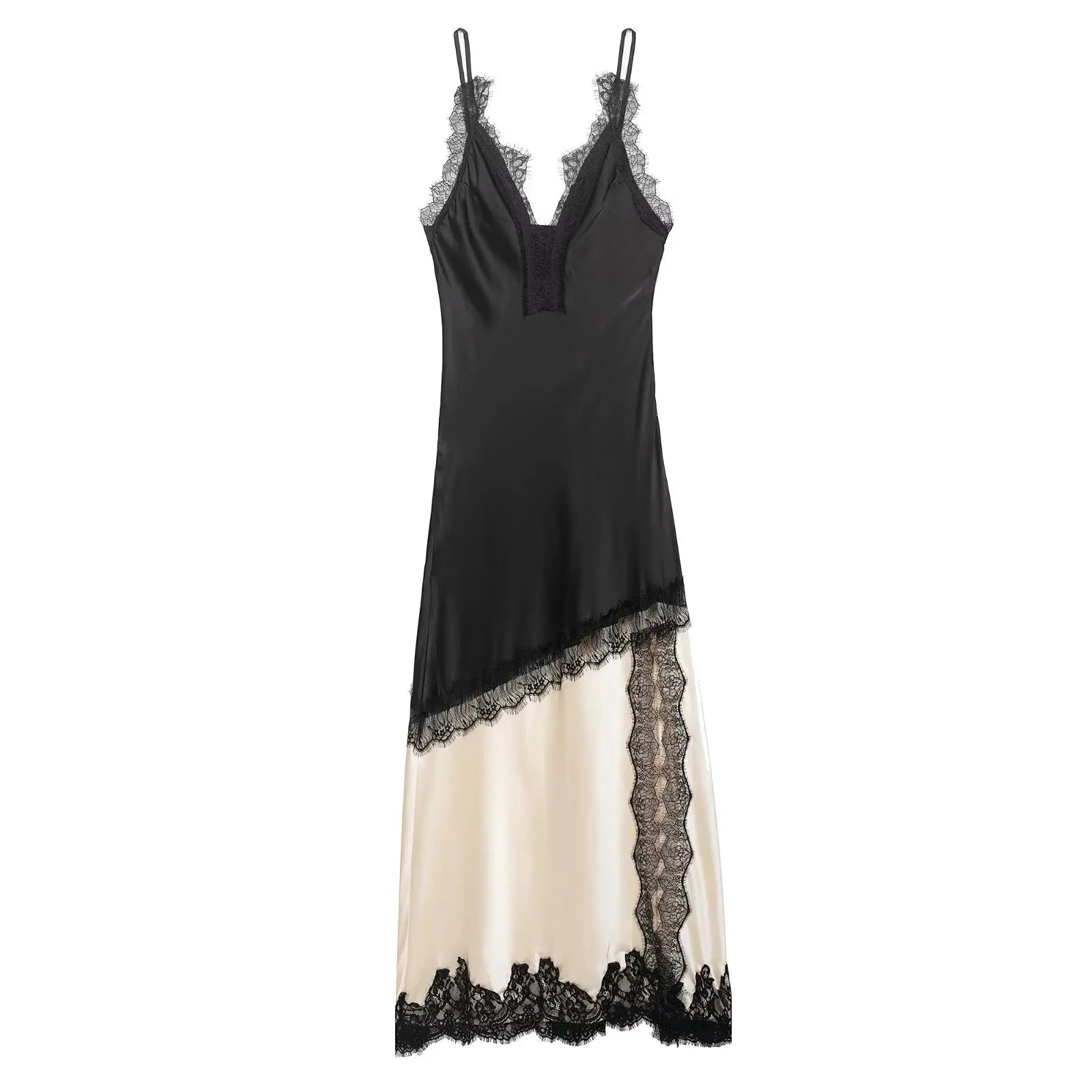 French Retro Lace Trim Sling Dresses