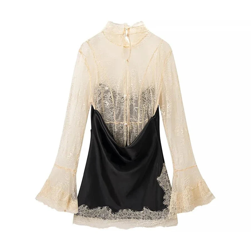 Lace Patchwork Mini Sexy Dresses