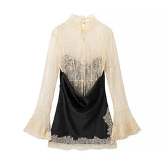 Lace Patchwork Mini Sexy Dresses