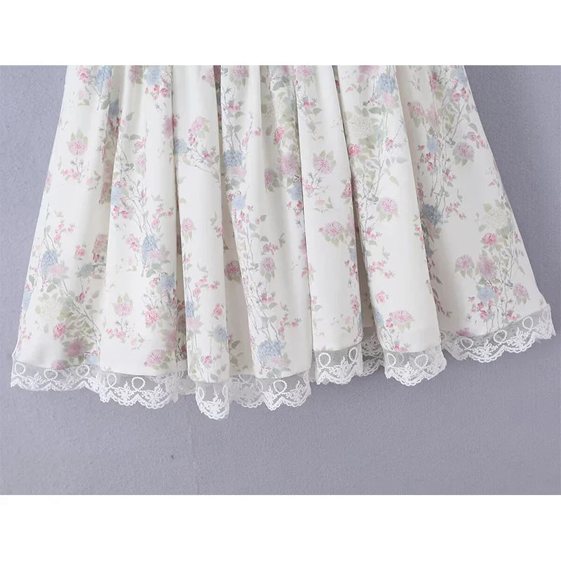 French Princess Style Sweet Floral Slim Sling Corset Mini Dresses