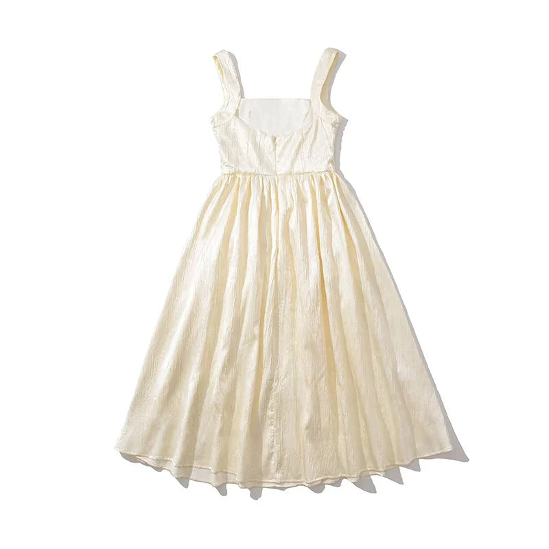 Sexy Elegant Evening Party Dresses Pretty Girl Square Neck Sleeveless A-line Midi Summer Dresses