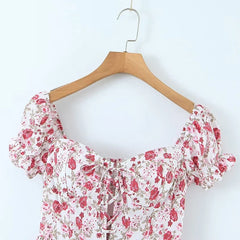 Sexy Off Shoulder Floral Print Cake Party Mini Dresses Short Sleeve Layered Holiday Summer Dresses