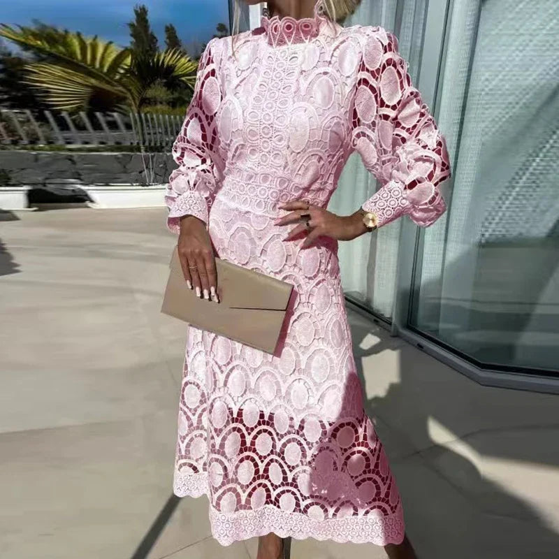 Lady Sexy Hollow Lantern Sleeve Party Dresses