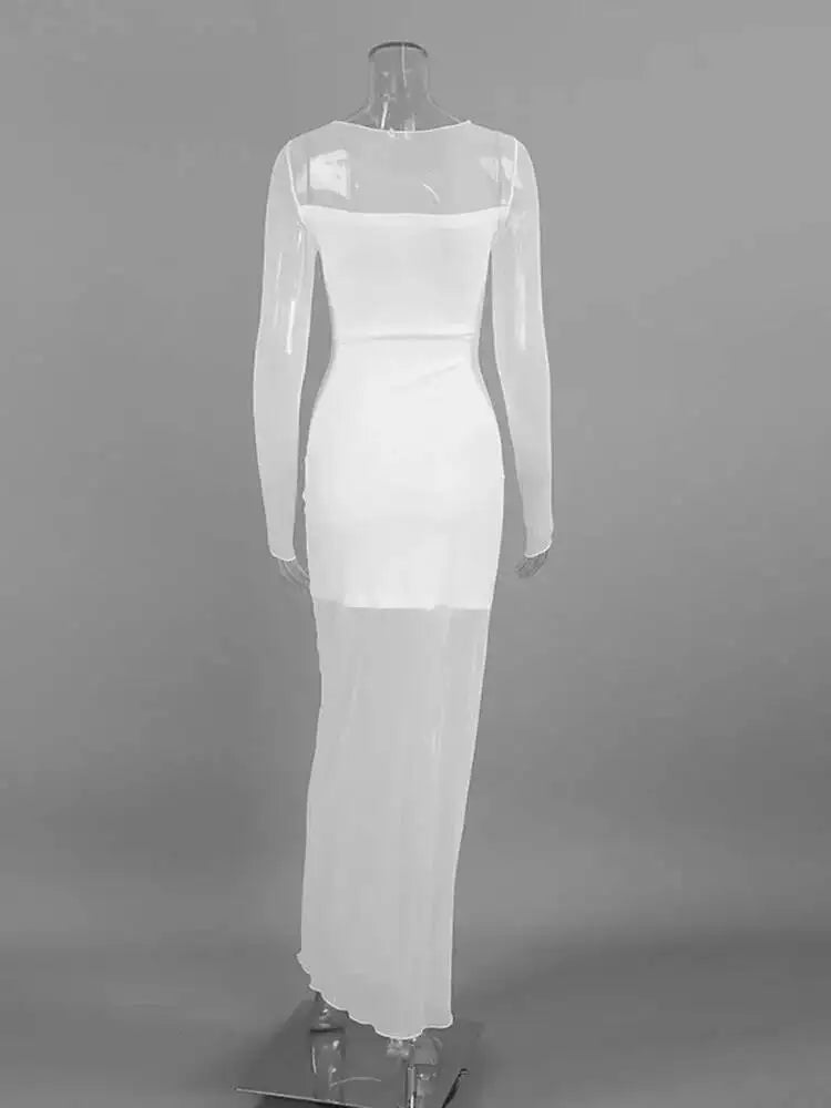 Temperament Sheer Gauze Double-layer Splicing Waist Slimming Dresses