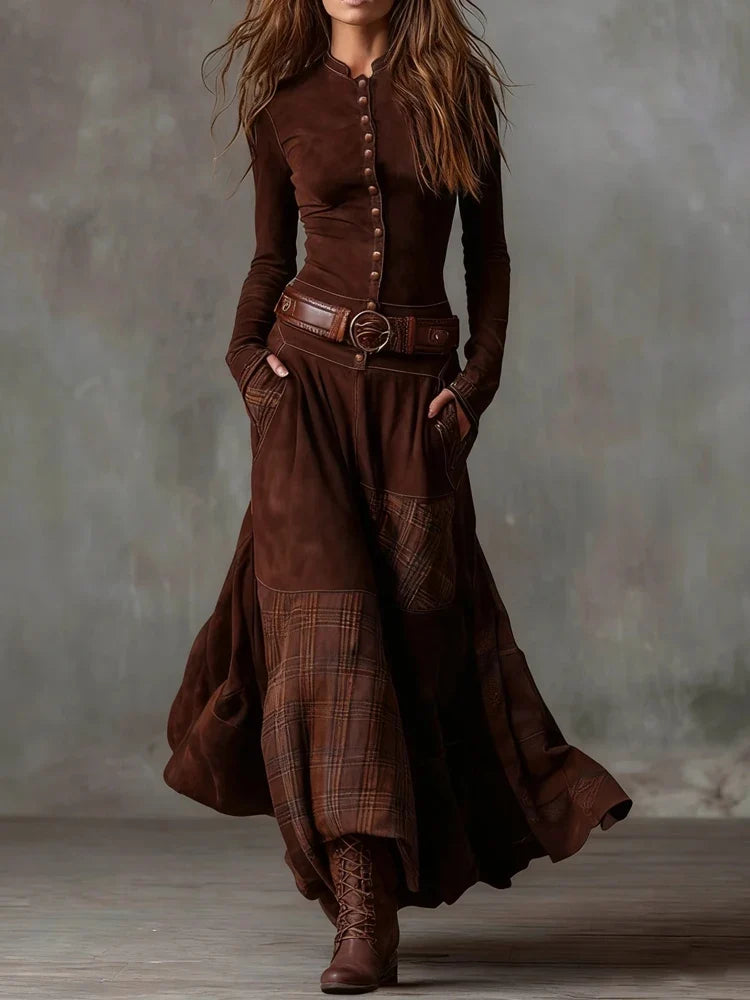 Autumn Button High Waist Commuting Dresses