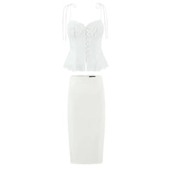 French Style Minimalist Midi Slim Fit Package Hip Skirt For Girls Spring Summer High Waist Elegant Skirts