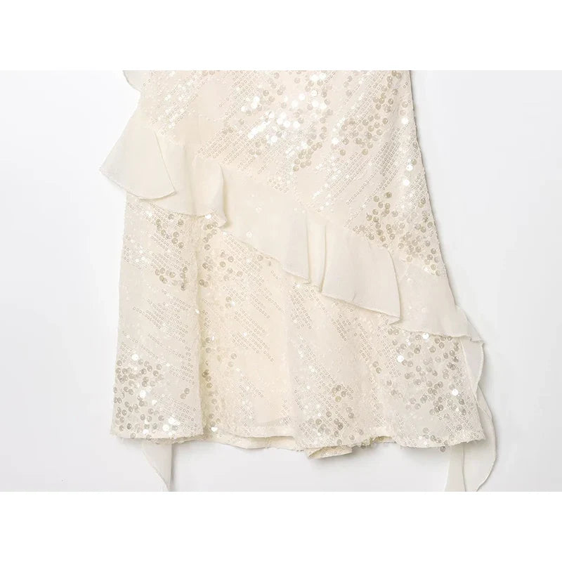 Sequin Ruffle Sling Mini Dresses