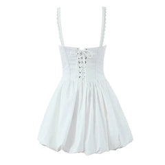 Lace Spliced Black White Sling Mini Dresses Low Waist Cotton Summer Sexy Party Dresses