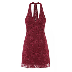 Sexy Backless Halter Mini Dresses