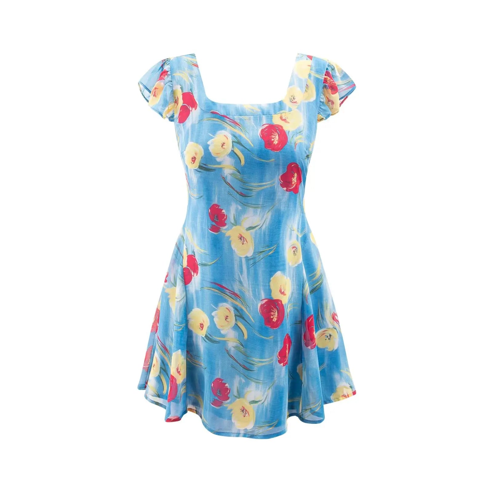 French Vacation Style Square Neck A-line Summer Dresses