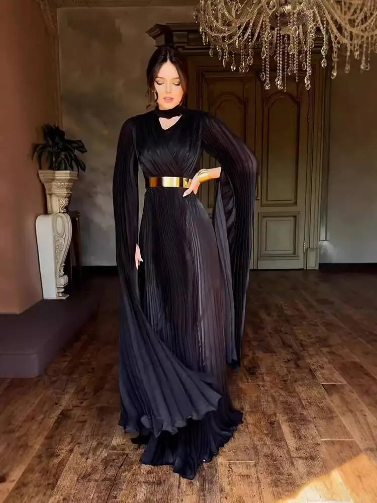 Elegant V-neck Long Sleeved Dresses