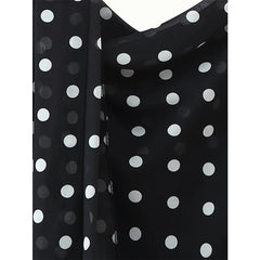 Retro Polk Dot With Scarf Sling Long Dresses Sexy V Neck Ruffle Summer Dresses