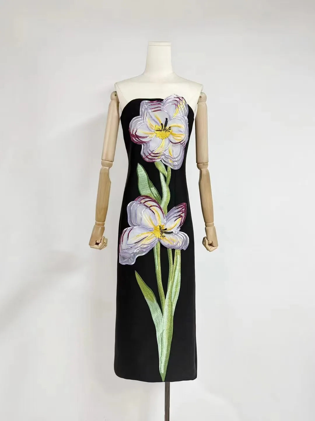 Summer Chest Wrapping Slim High Waist Pullover Long Dress,printed Flower spliced patchwork Straight Dresses