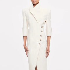 Lady Temperament Lapel High Waist Dresses